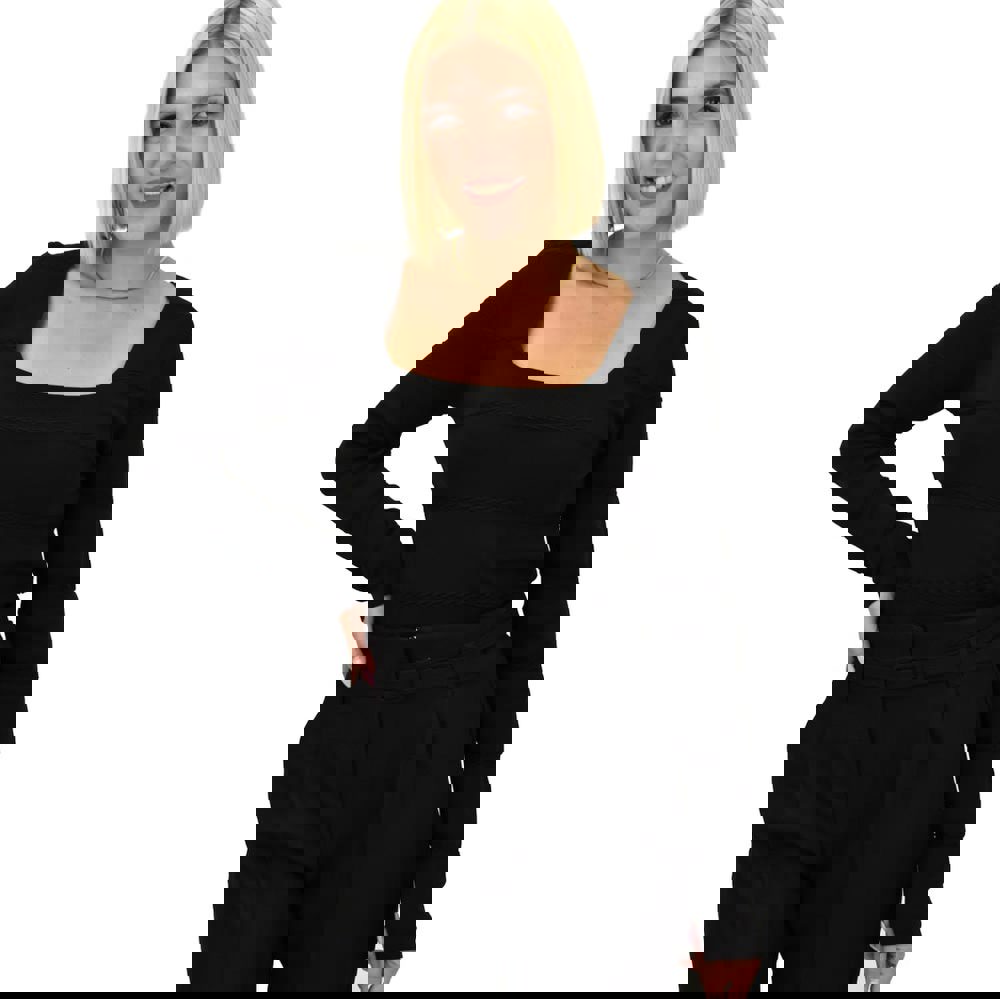 Γυναικείο τοπ με ανάγλυφο σχέδιο Μαύρο 21844