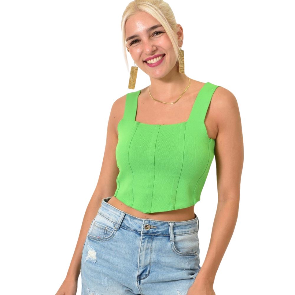 Crop top πλεκτό τύπου κορσές Πράσινο 25194