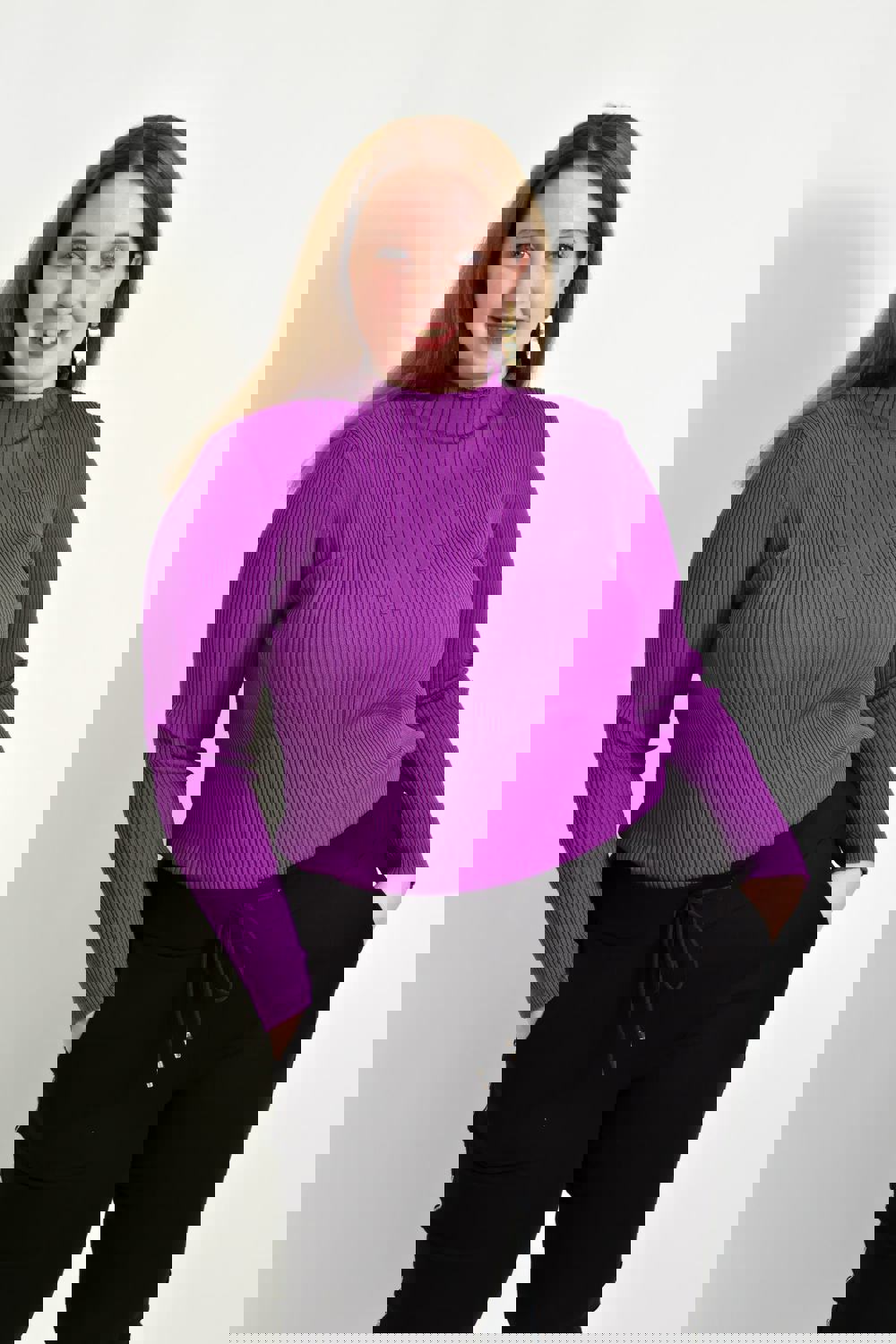 Γυναικείο Plus τοπ με σχέδιο Ματζέντα 22374 φωτογραφία