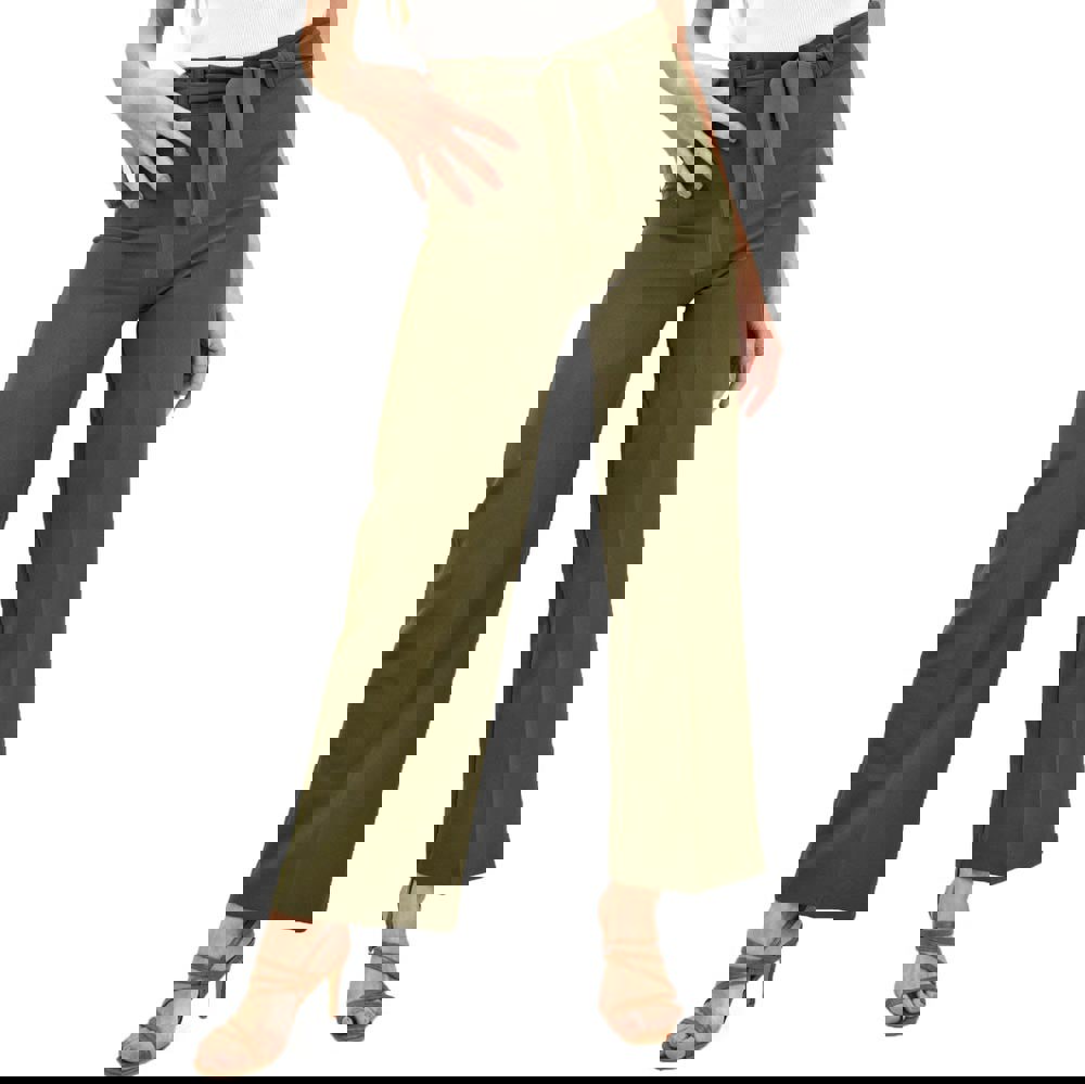 Γυναικείο παντελόνι σε φαρδιά γραμμή Χακί 13852