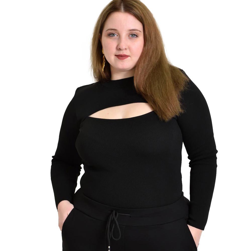 Γυναικείο Plus τοπ με άνοιγμα στο μπούστο Μαύρο 22244