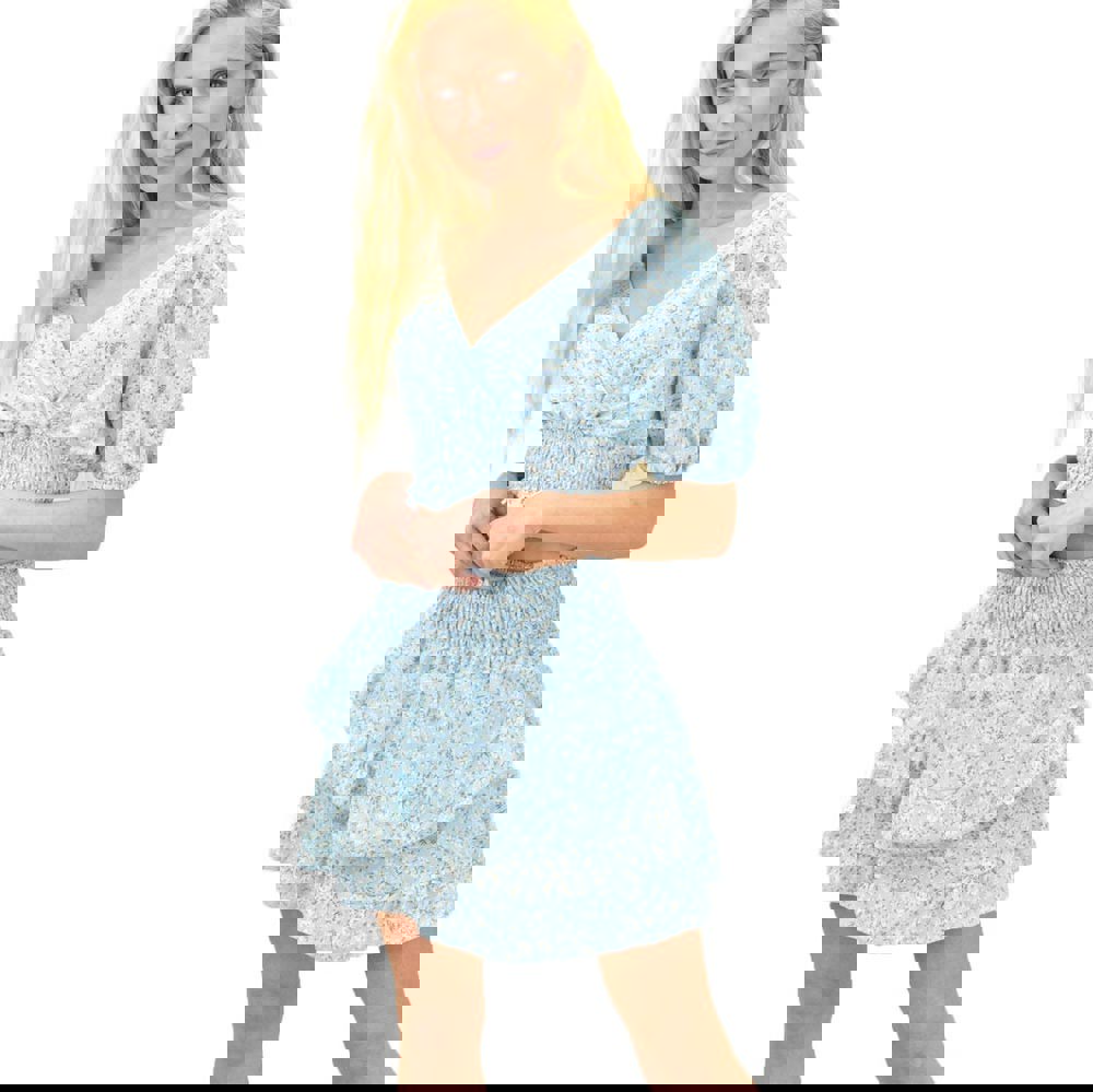 Γυναικείο σετ κοντό φλοράλ Γαλάζιο 14843