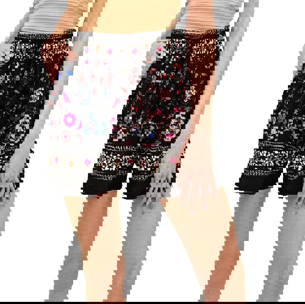 Γυναικείο σορτσάκι φλοράλ Μαύρο 14903