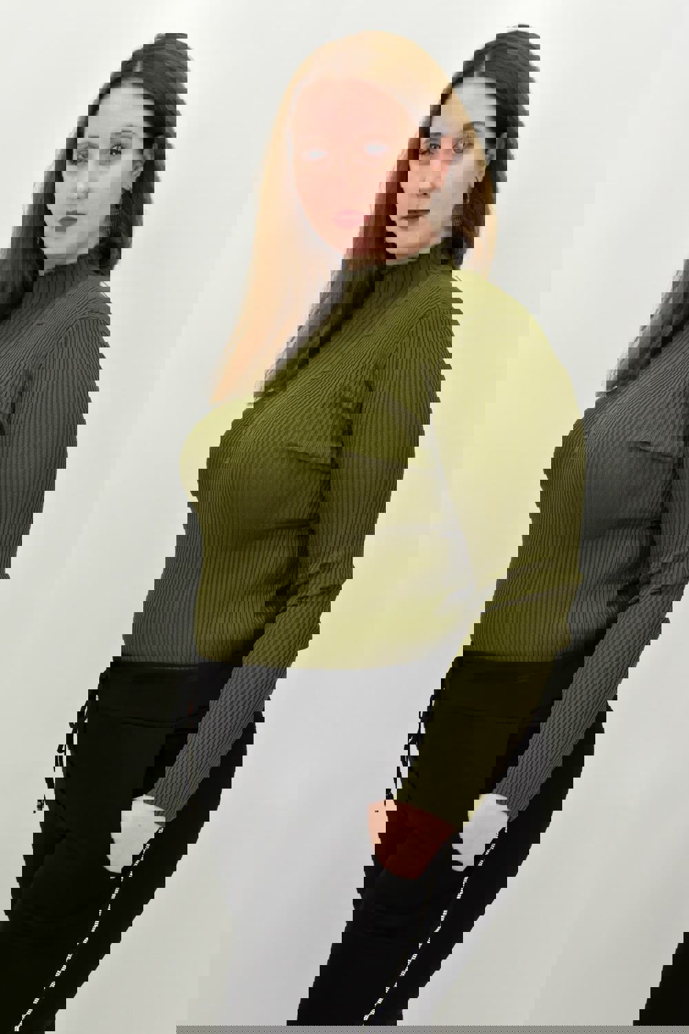 Γυναικείο Plus τοπ με σχέδιο Λαδί 22375 φωτογραφία