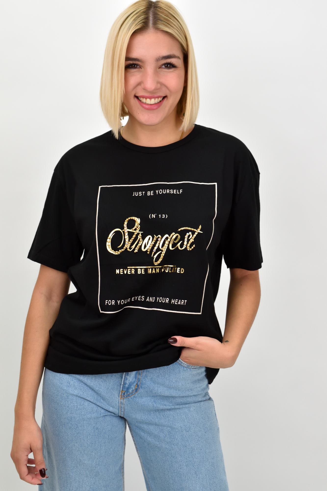 Γυναικείο T-shirt με σχέδιο Μαύρο 22263