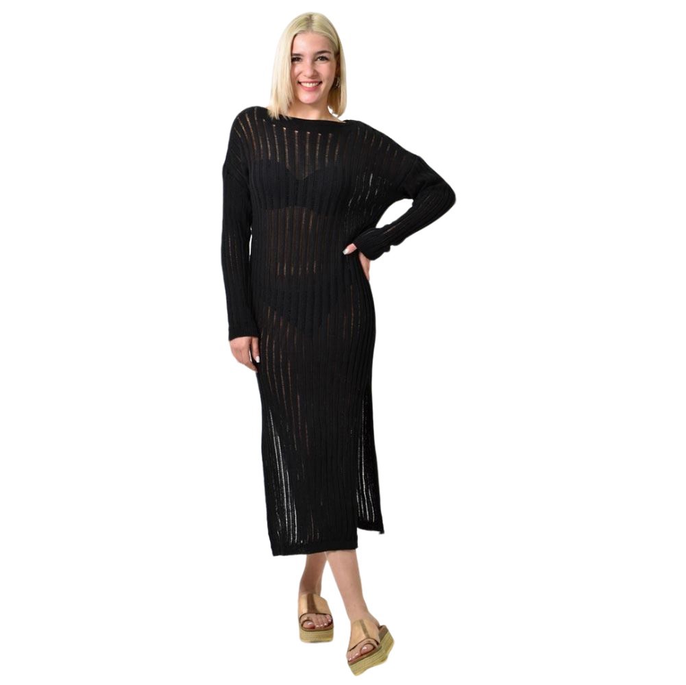 Καφτάνι διάτρητο με σχέδιο και ανοίγματα Μαύρο 23799