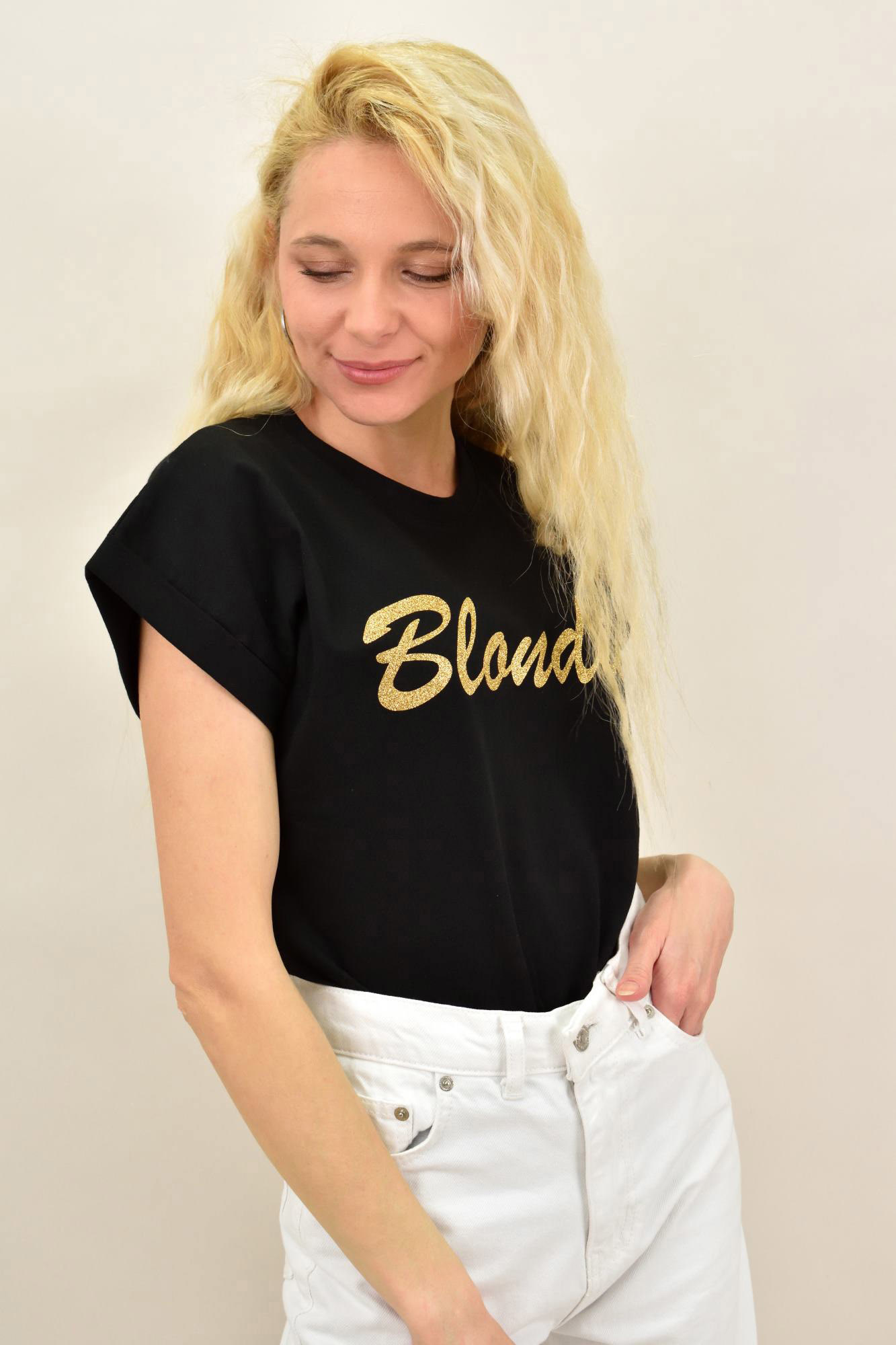 Γυναικεία μπλούζα με τύπωμα BLONDIE Μαύρο 15011