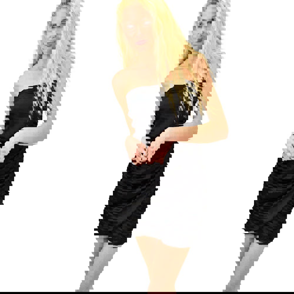 Γυναικείο κοντό φόρεμα με σούρα Μαύρο 13942