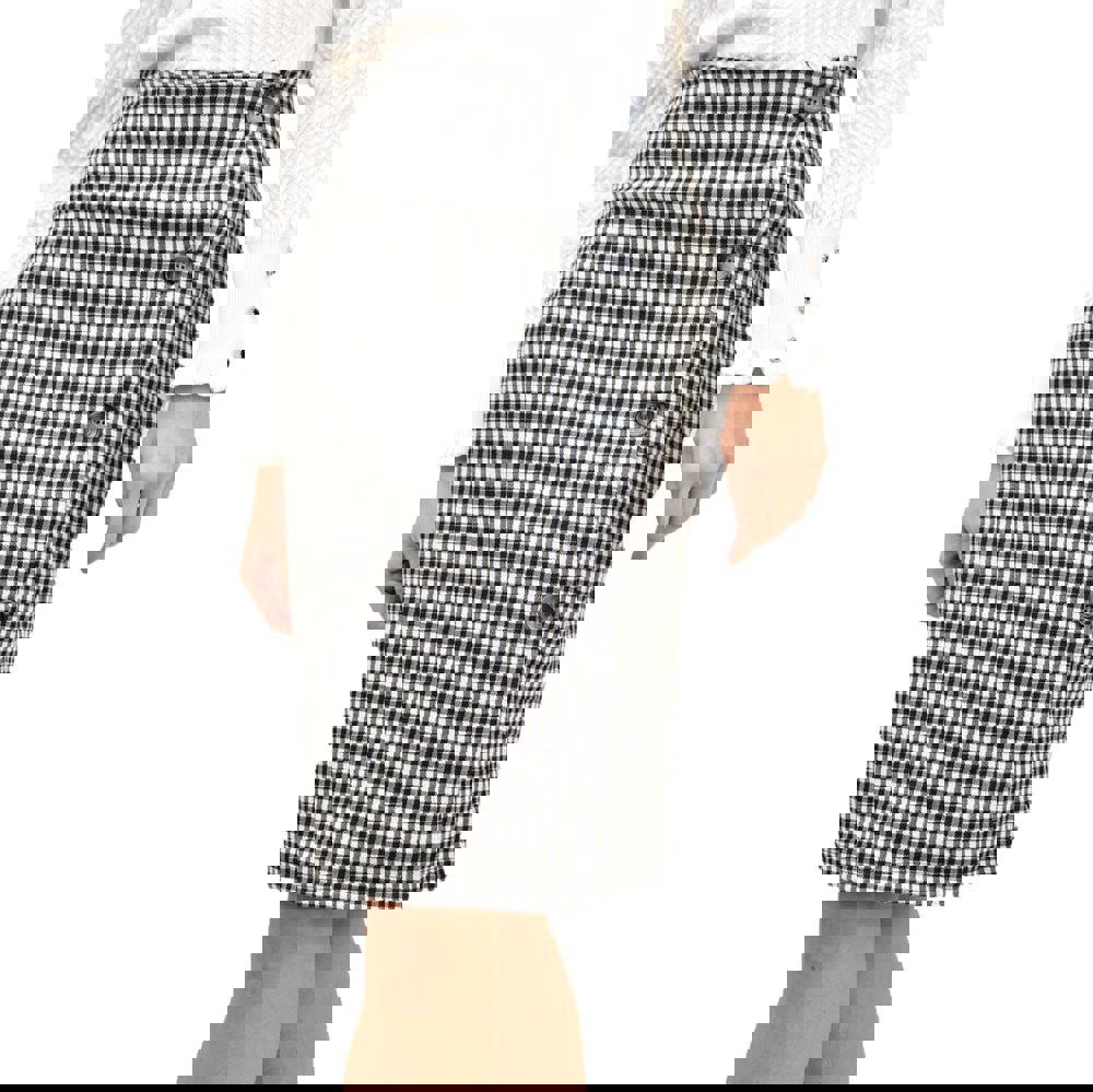 Γυναικεία midi καρό φούστα Λευκό 13447