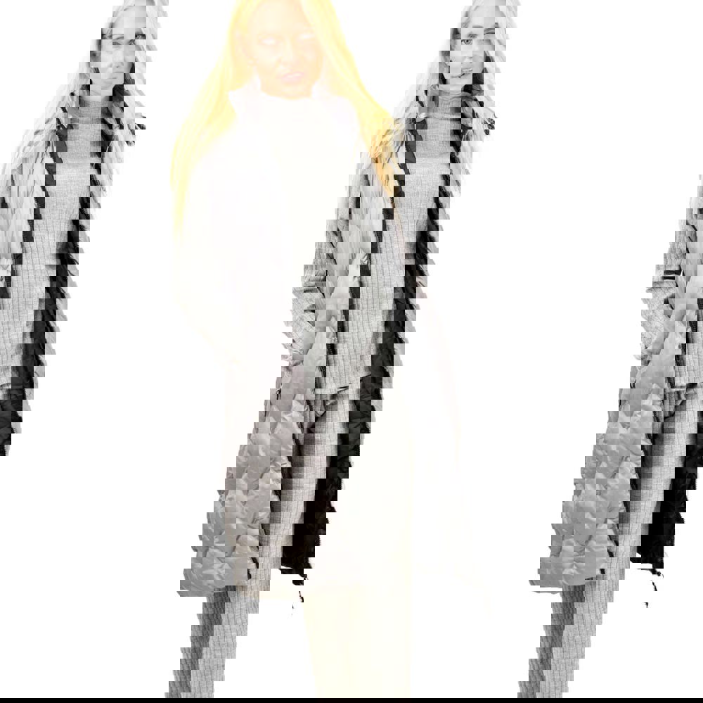 Γυναικείο μπουφάν αμάνικο με γούνα στην κουκούλα Γκρι 12571