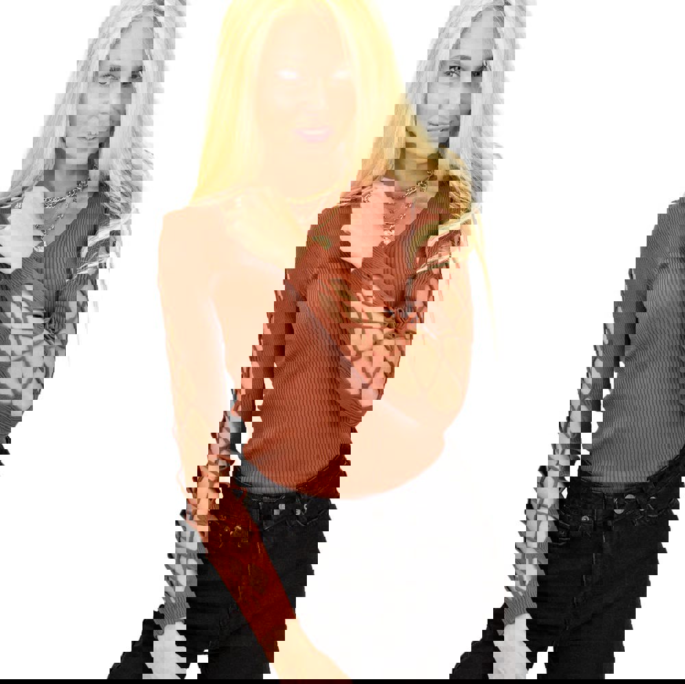 Γυναικείο πλεκτό τοπ Καφέ 12687