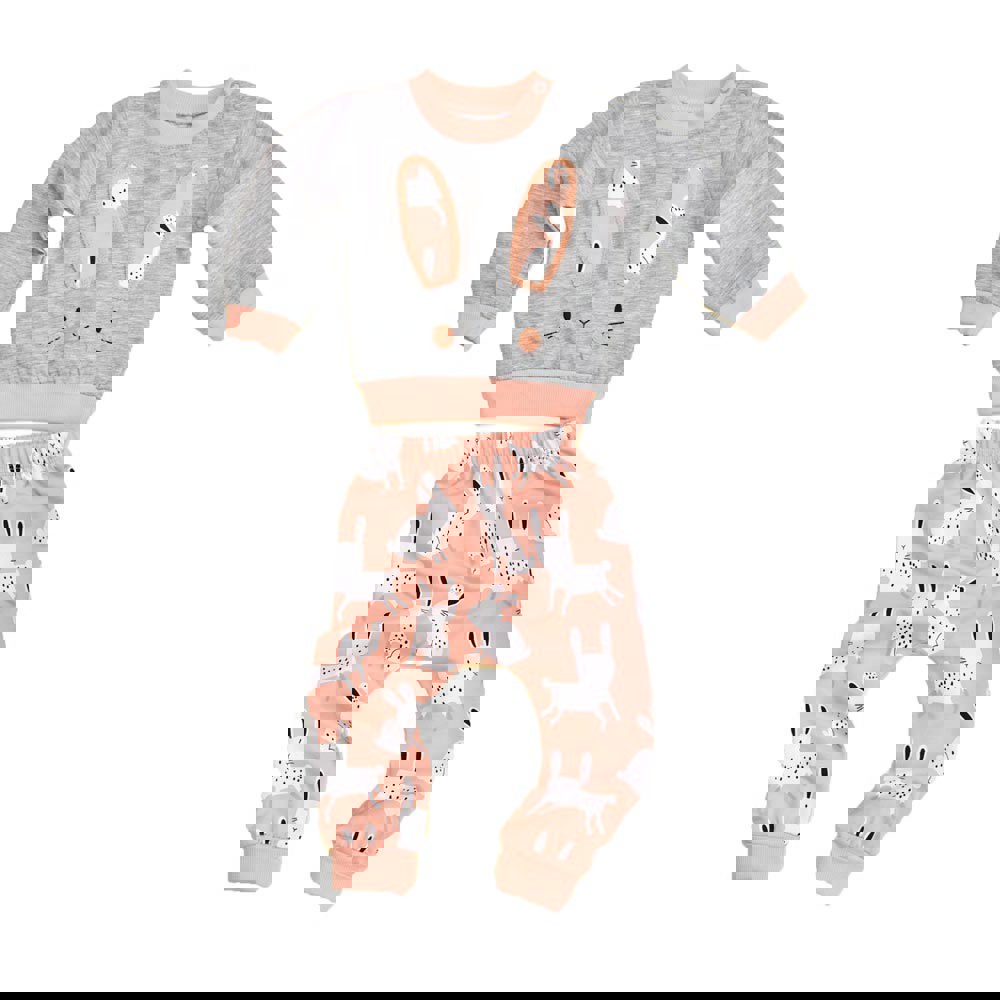 Βρεφικό σετ φούτερ με σχέδιο κουνελάκι Σομόν 14295