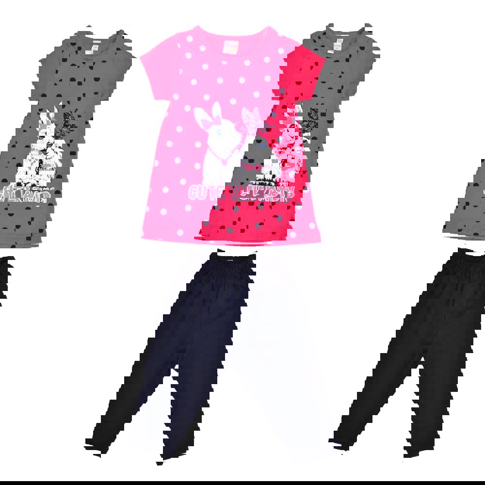 Παιδικό σετ με κολάν CUTE RABBITS Φούξια 15629