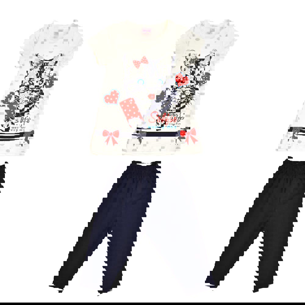 Παιδικό σετ με κολάν γάτα και καρδούλα Λευκό 15642