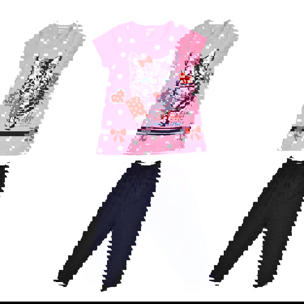 Potre OR Παιδικό σετ με κολάν γάτα και καρδούλα Απαλό Ροζ 15640