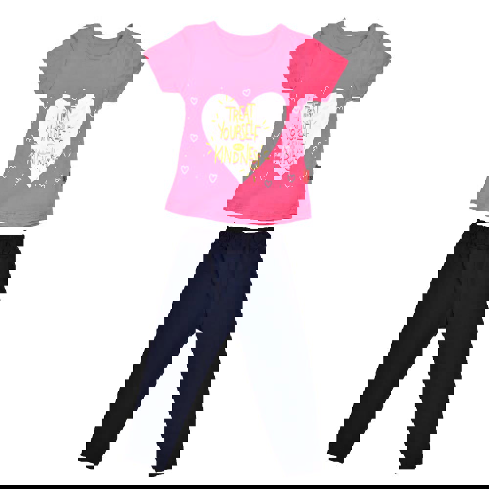 Παιδικό σετ με κολάν και τύπωμα καρδιά Φούξια 15662