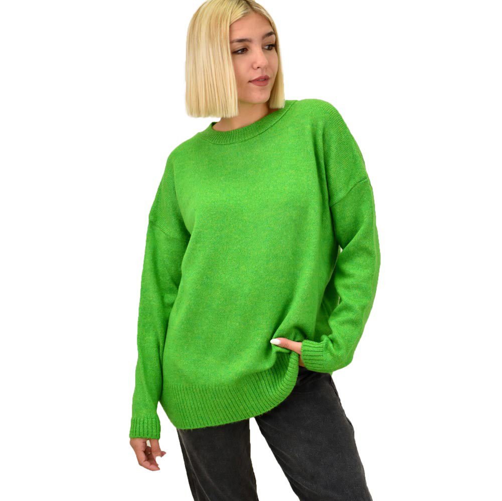 Πουλόβερ oversized με πλέξη soft Πράσινο 17784