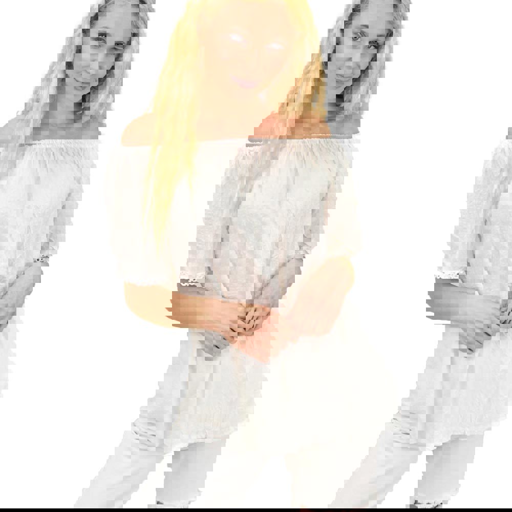 Γυναικεία μπλούζα με τρέσα Λευκό 14917