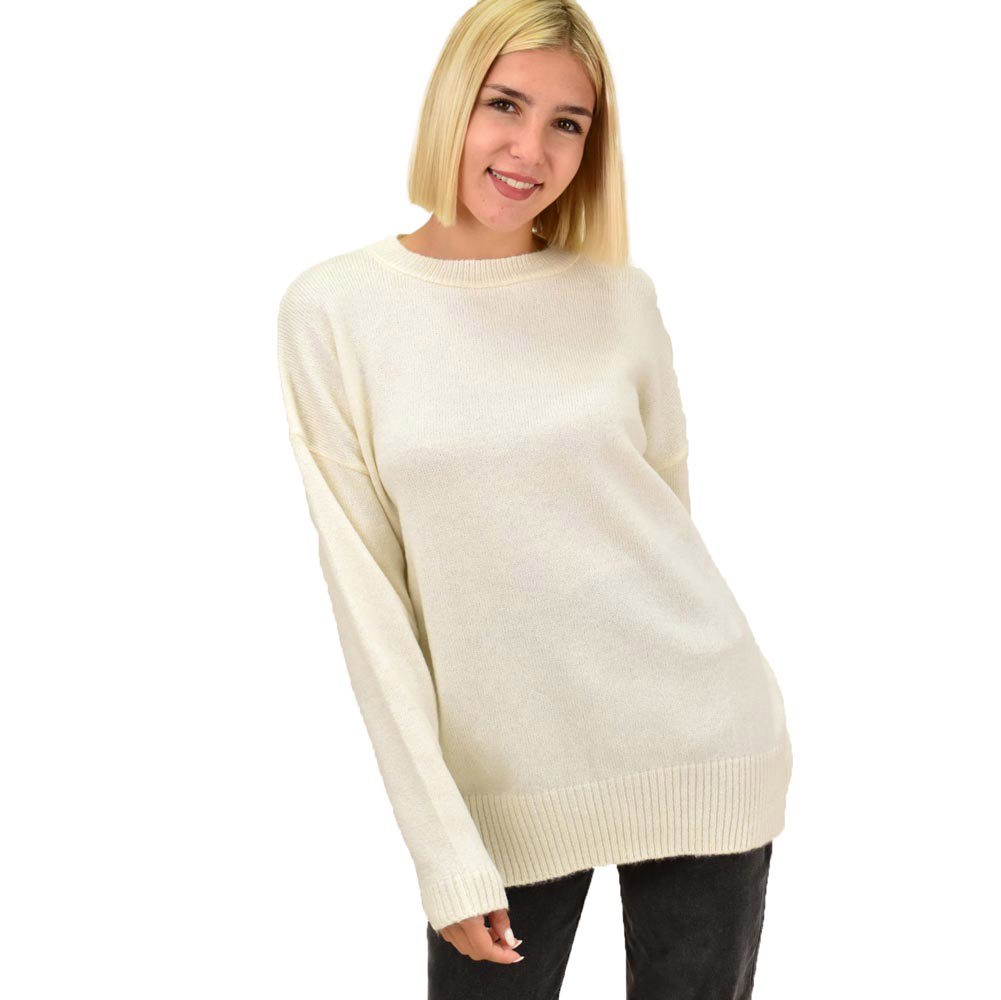 Πουλόβερ oversized με πλέξη soft Εκρού 17782