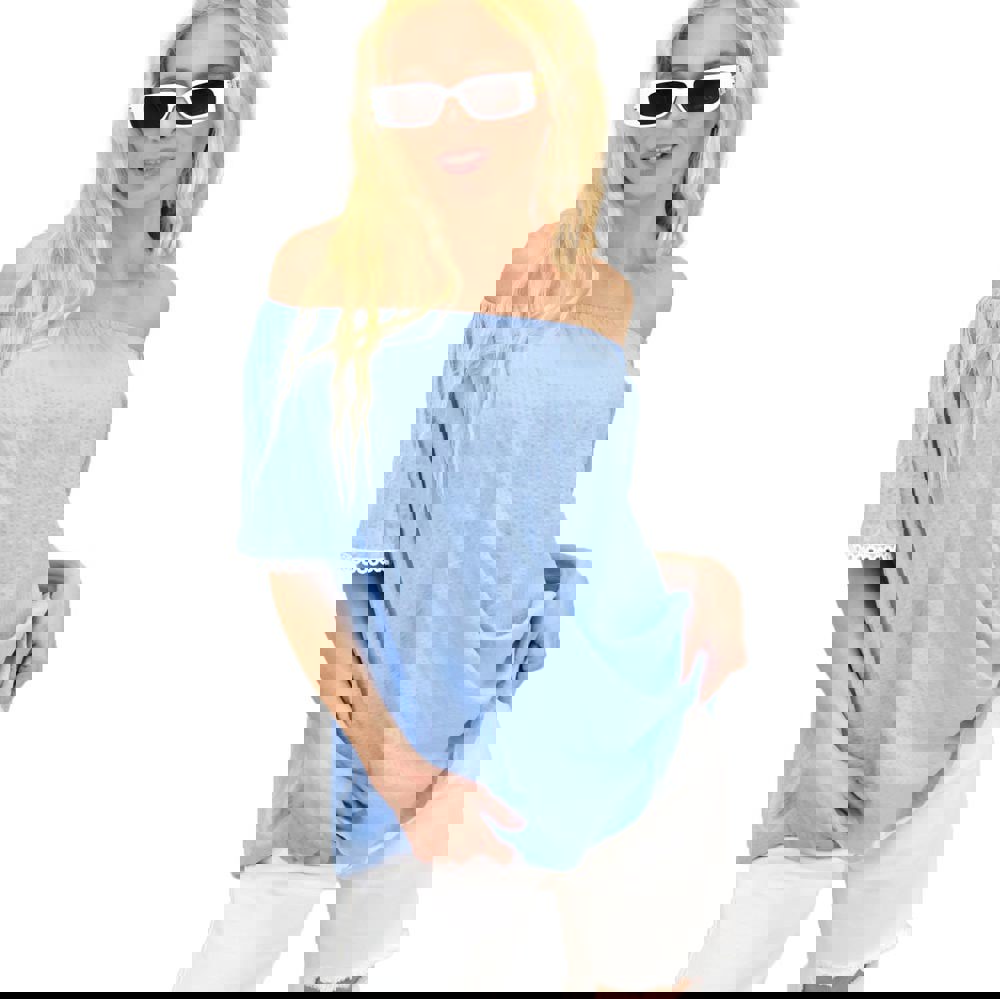 Γυναικεία μπλούζα με τρέσα Γαλάζιο 14920