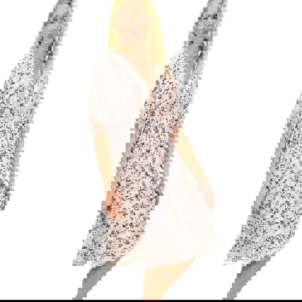 Γυναικείο κοντό φόρεμα με κρόσια Απαλό Ροζ 14811