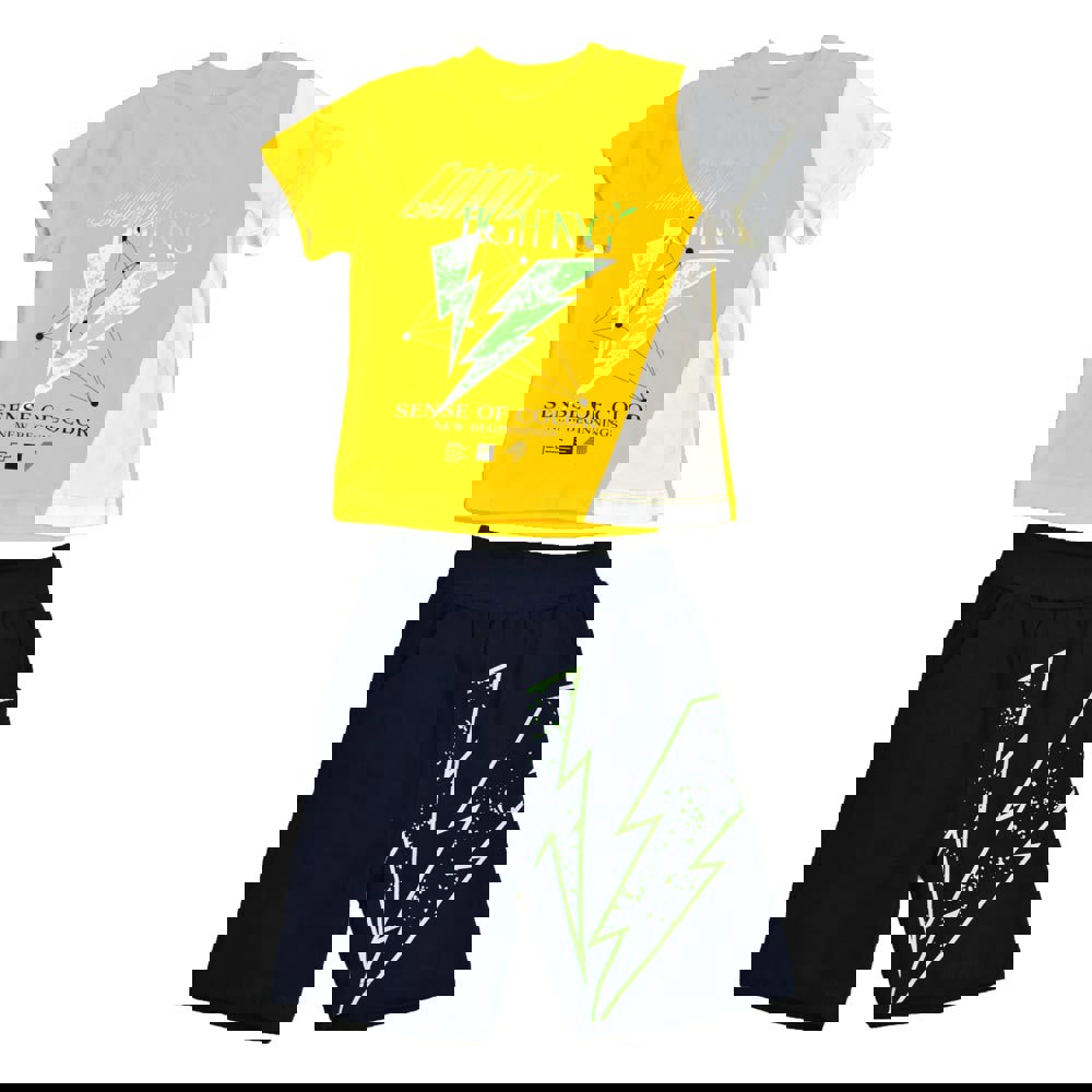 Παιδικό σετ με σχέδιο αστραπές Κίτρινο 16412