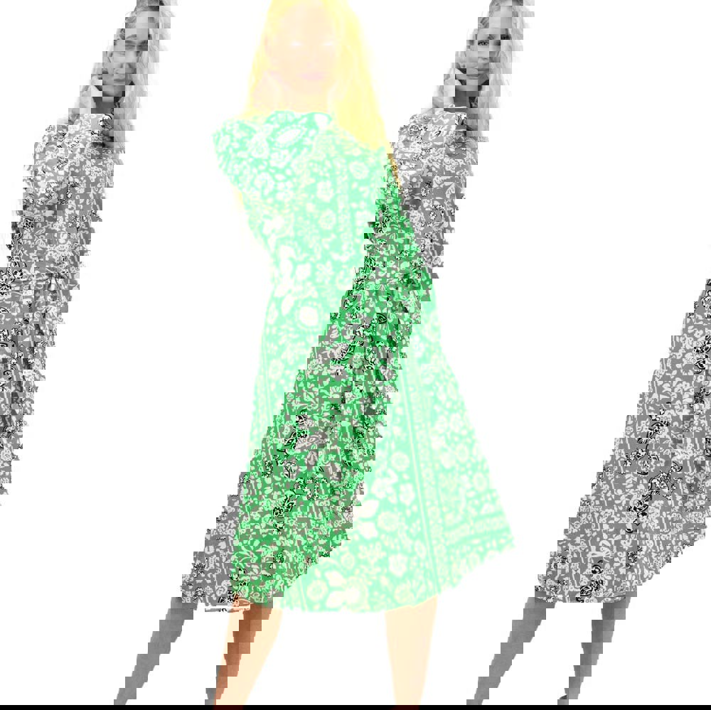 Γυναικείο φόρεμα με λουλούδια Πράσινο 13947