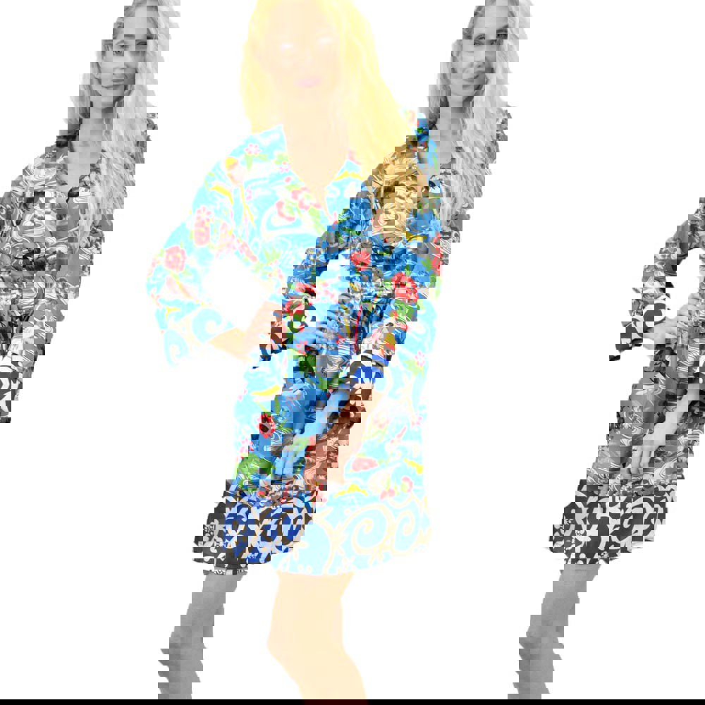 Γυναικείο κοντό φόρεμα φλοράλ Μπλε 13944