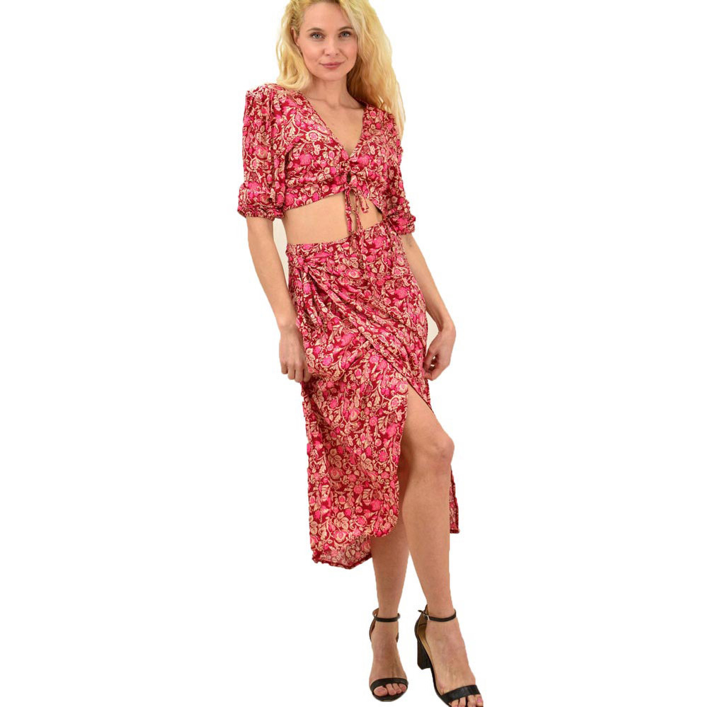 Γυναικείο σετ με όμορφο σχέδιο Μπορντώ 13945