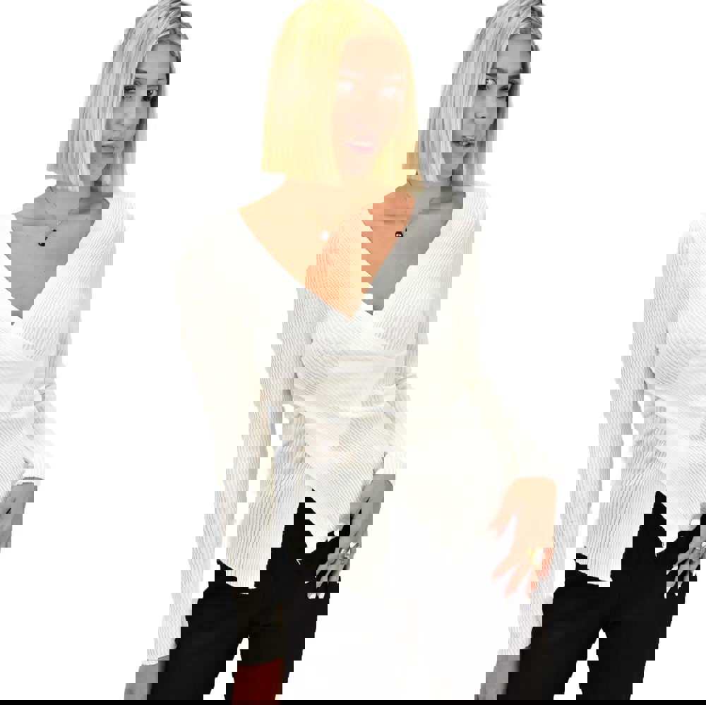 Γυναικείο κρουαζέ με άνοιγμα Εκρού 9065