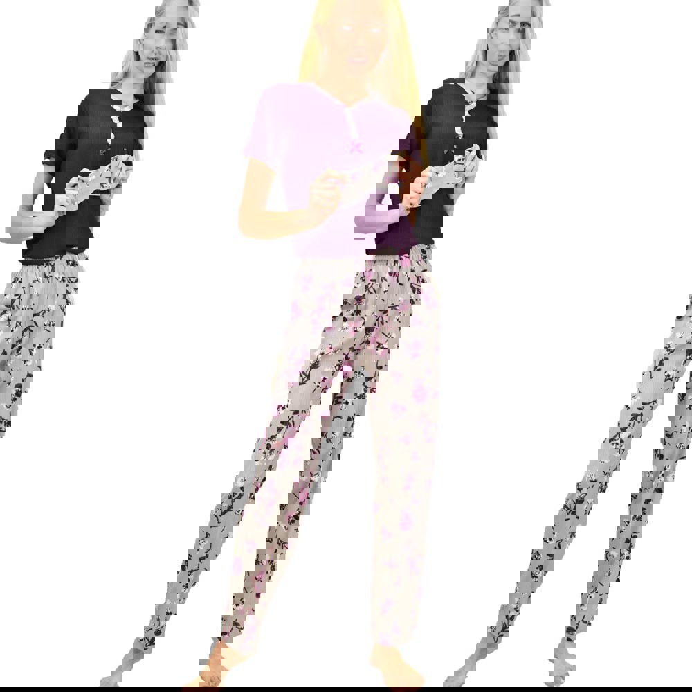 Γυναικεία πιτζάμα σετ με μάσκα Μωβ 14297