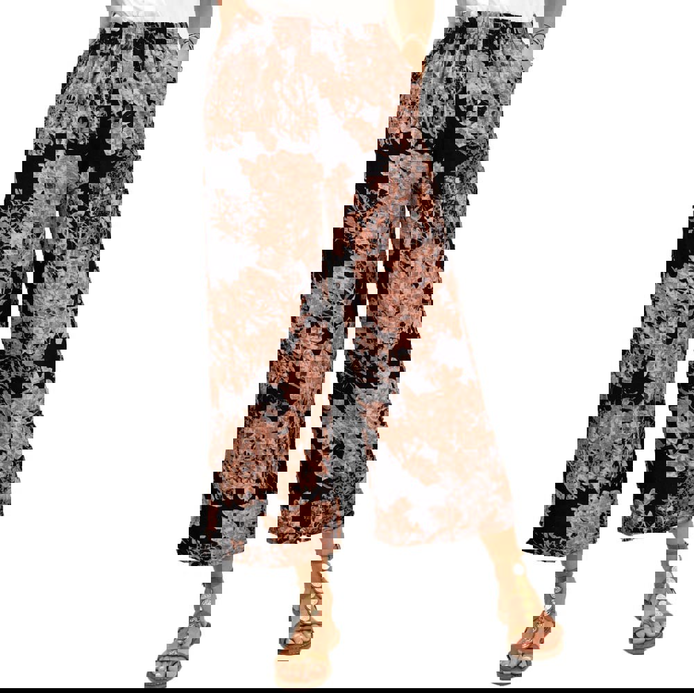 Γυναικεία παντελόνα τύπου λινό με σχέδια Σάπιο μήλο 10767