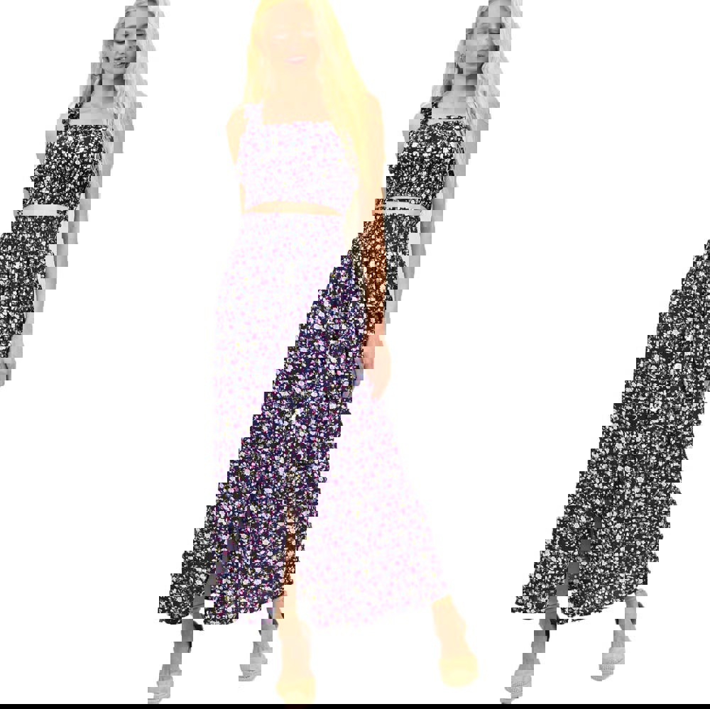 Γυναικείο σετ μακρύ φλοράλ Μπλε Σκούρο 14870