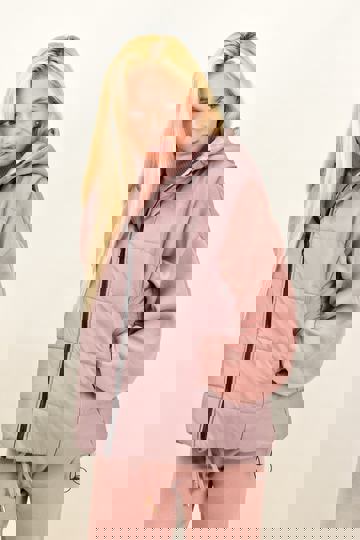  - Γυναικείο αμάνικο καπιτονέ μπουφάν με κουκούλα, φερμουάρ, τσέπες, σάπιο μήλο