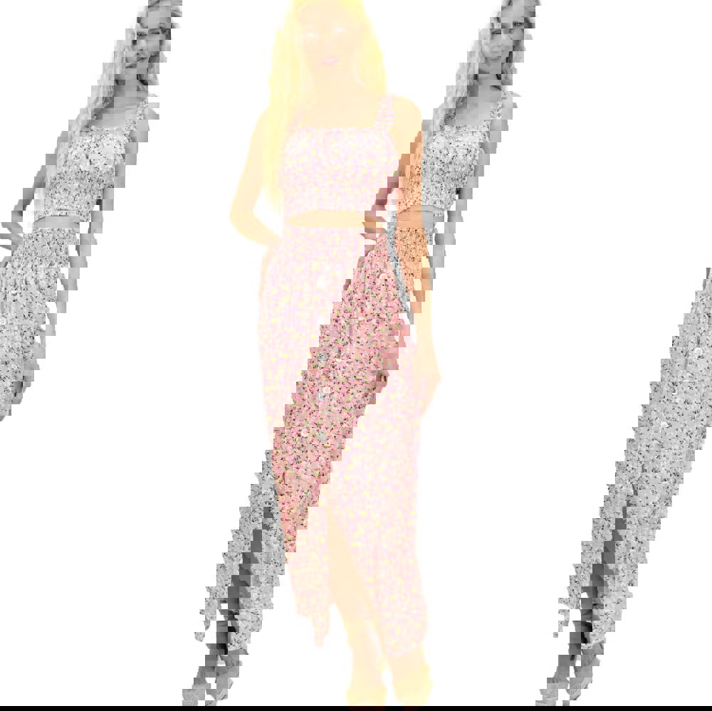 Γυναικείο σετ μακρύ φλοράλ Ροζ 14865