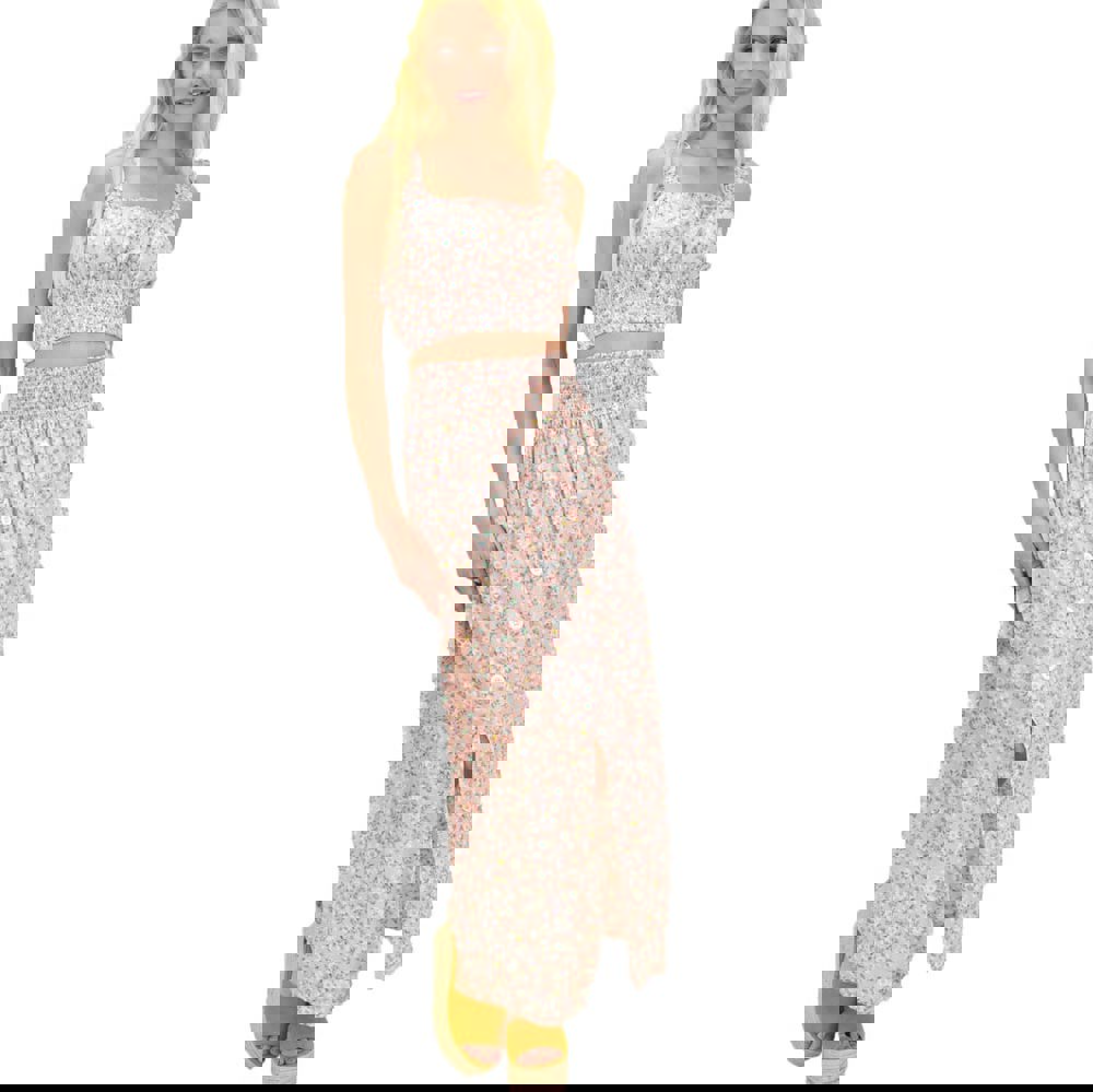 Γυναικείο σετ μακρύ φλοράλ Σομόν 14871