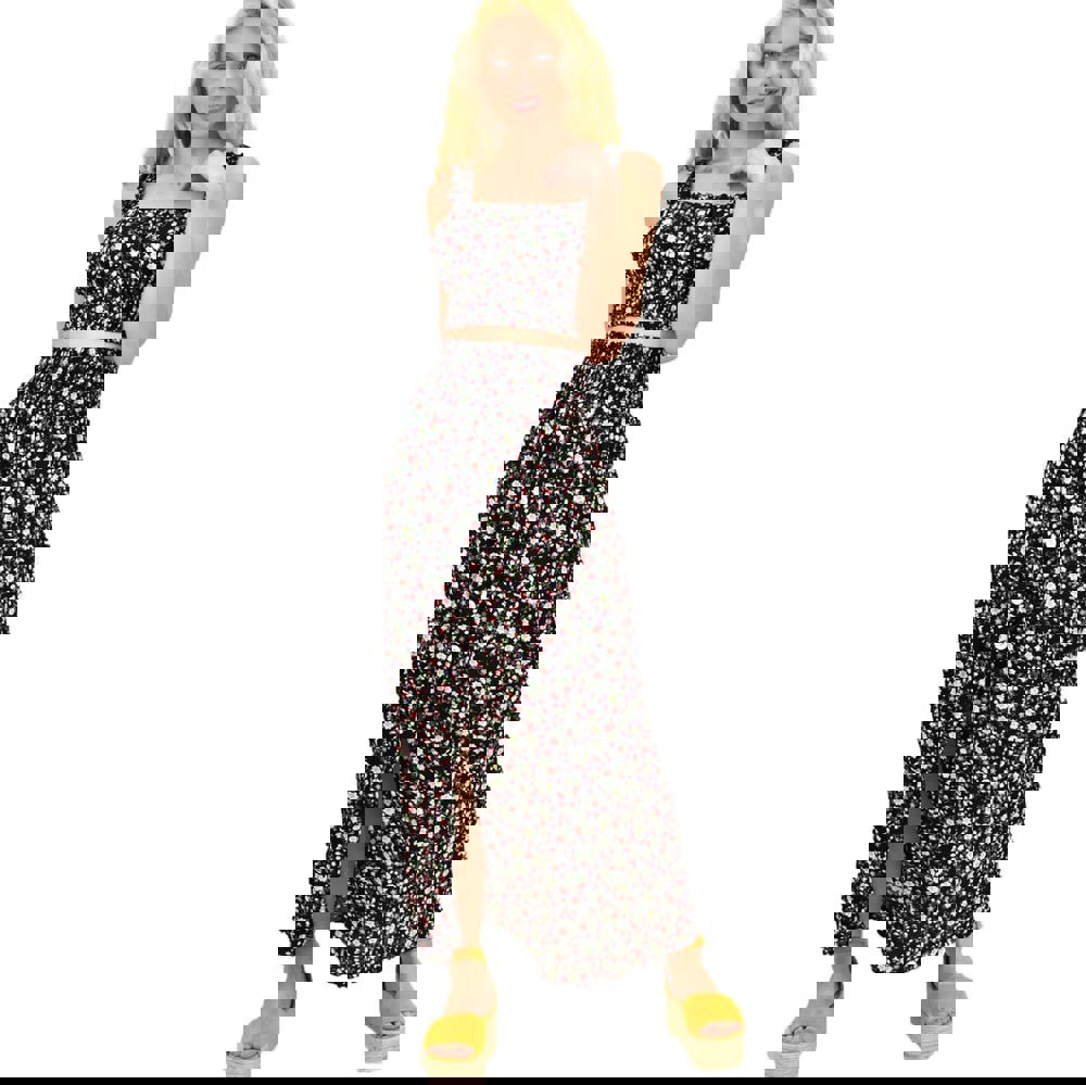 Γυναικείο σετ μακρύ φλοράλ Μαύρο 14867