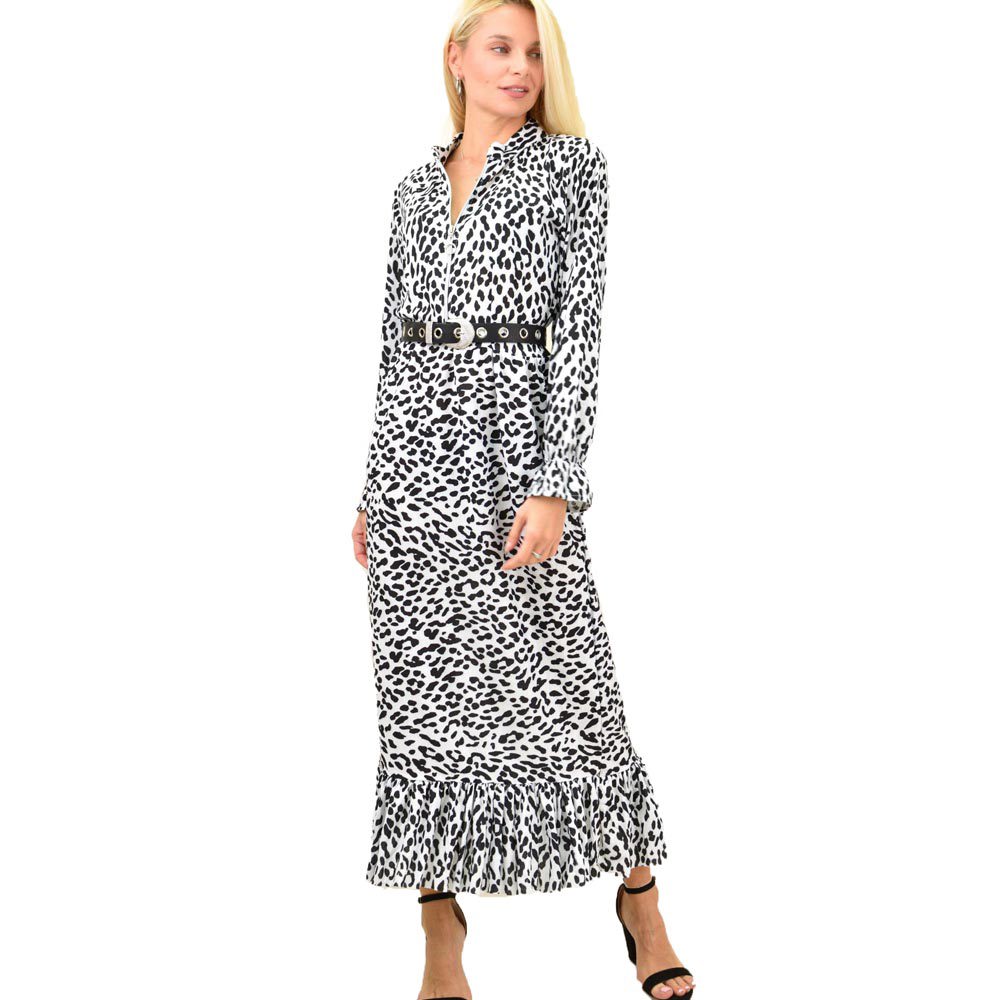 Γυναικείο μάξι φόρεμα animal print Λευκό 13139