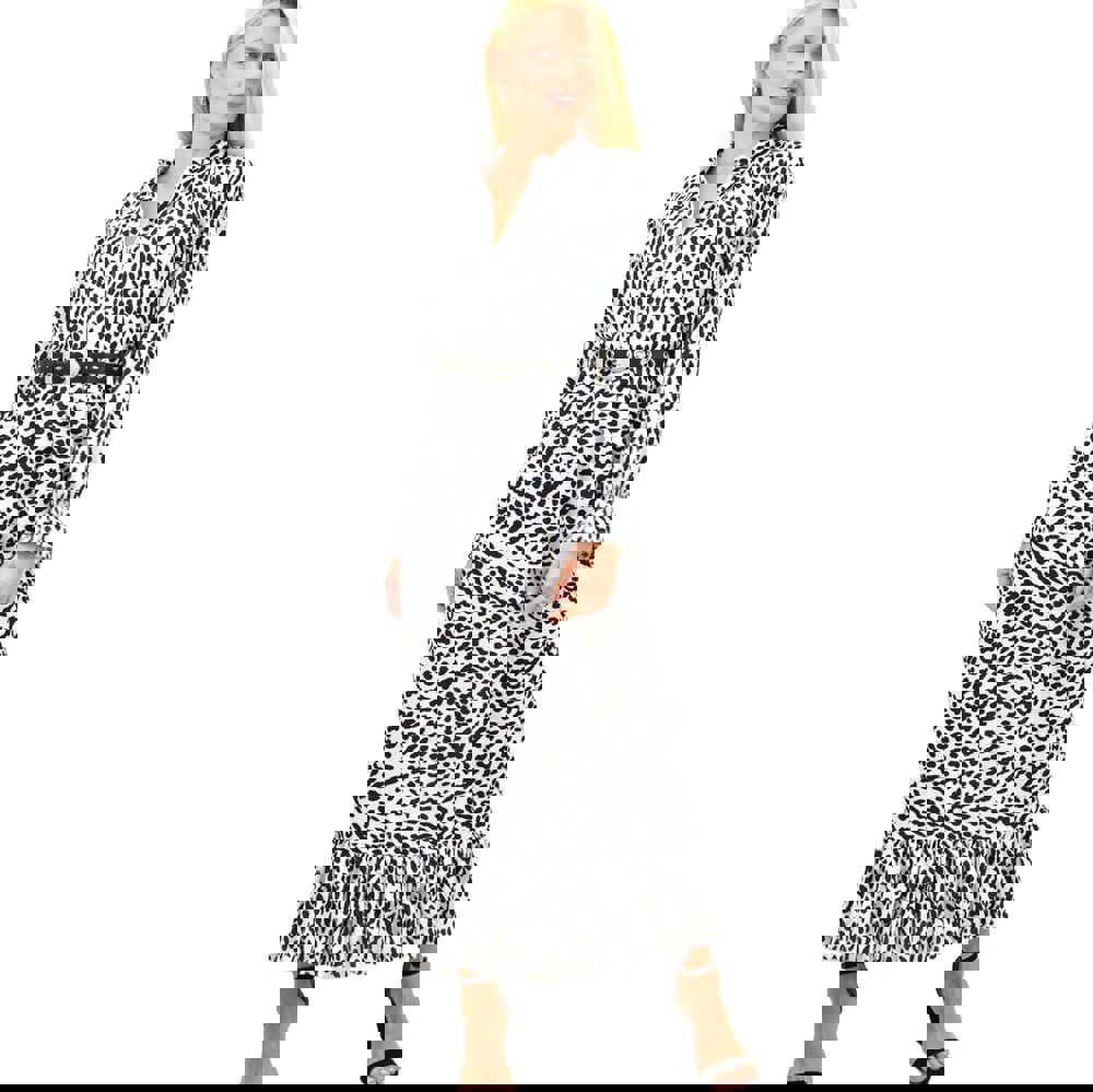 Γυναικείο μάξι φόρεμα animal print Λευκό 13139