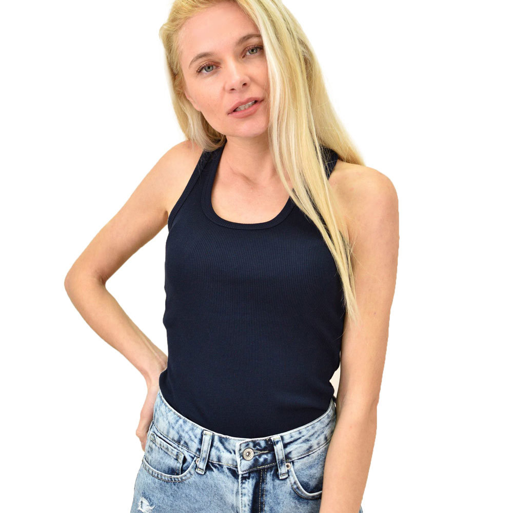 Γυναικεία μπλούζα ριπ με αθλητική πλάτη Μπλε Σκούρο 14380