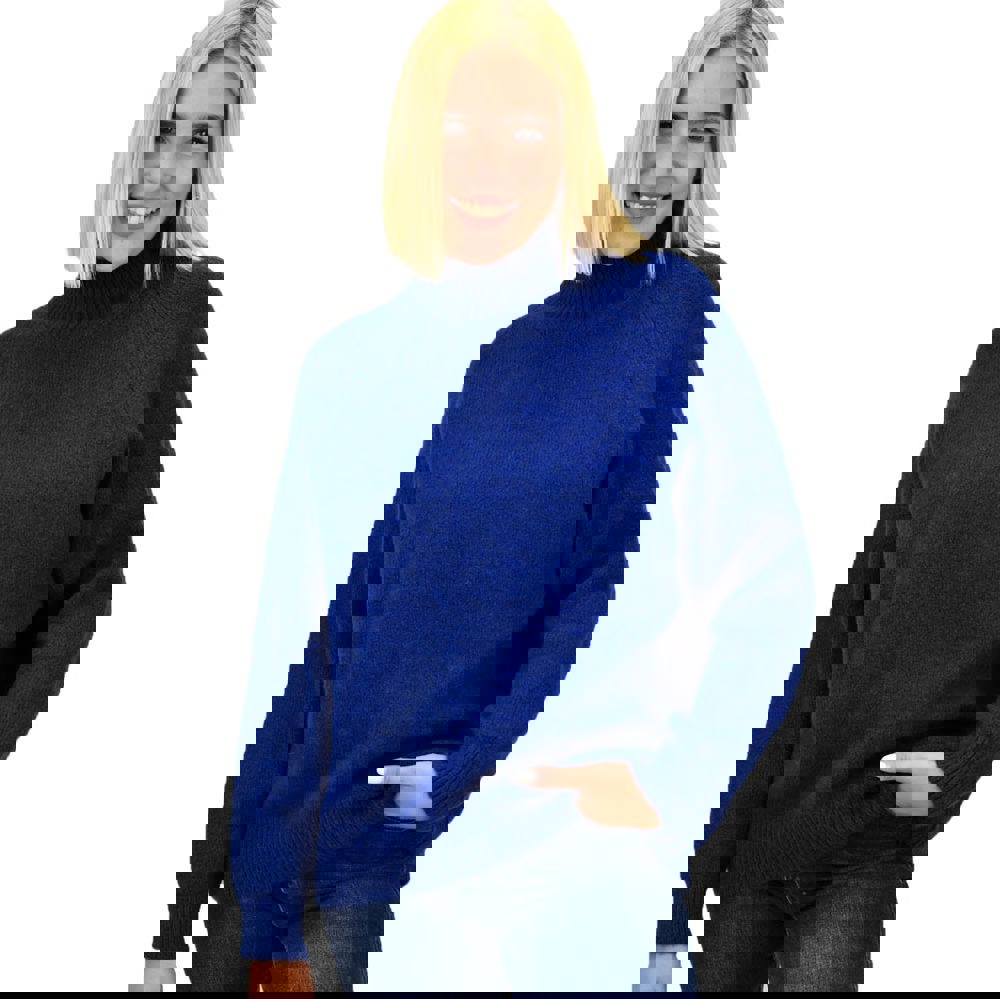 Πλεκτό πουλόβερ oversized Μπλε 17952