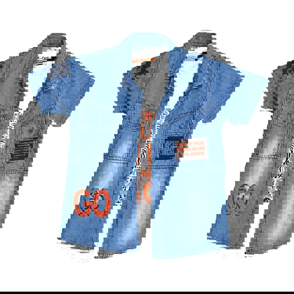 Βρεφικό σετ με τζιν πουκάμισο Τζιν 15121