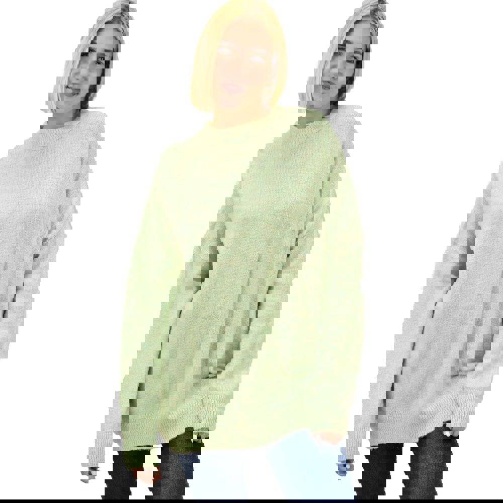 Πλεκτό πουλόβερ oversized Φυστικί 17941