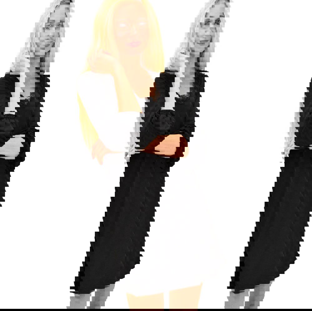 Γυναικείο φόρεμα με δαντέλα Μαύρο 13484