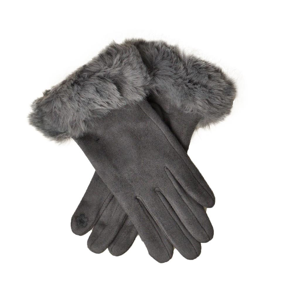 Γυναικεία γάντια βελούδινα Ανθρακί 13572