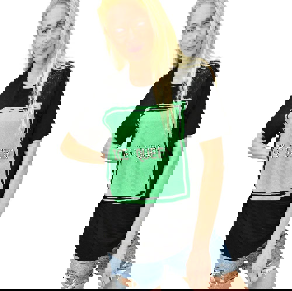 Γυναικείο T-shirt με στάμπα "ice queen" Μαύρο 14345