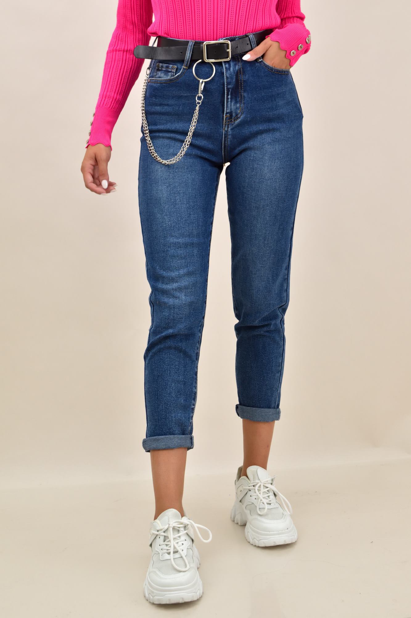 Τζιν παντελόνι skinny με ζώνη Τζιν 17508