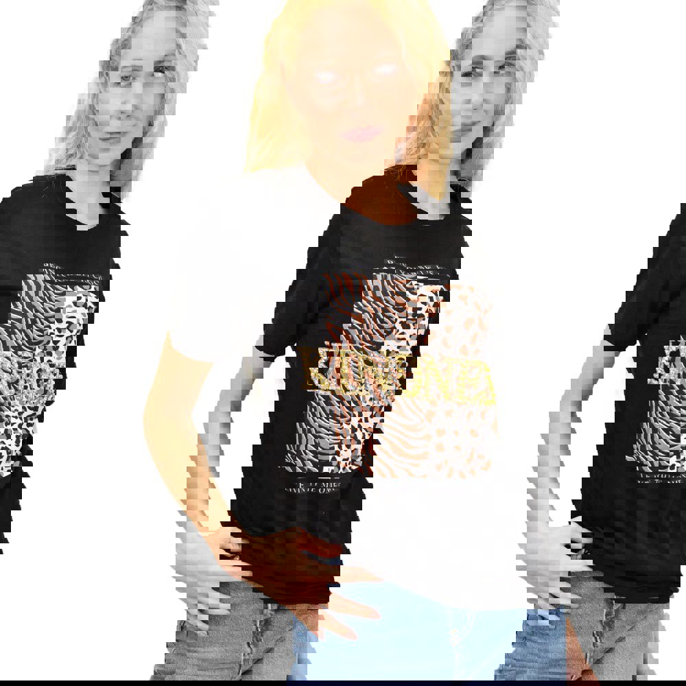 Γυναικείο T-shirt με τύπωμα και στρας KINDNESS Μαύρο 13742