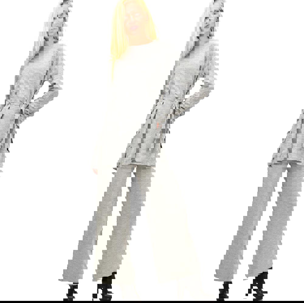 Γυναικείο πλεκτό σετ με ζώνη Γκρι 13256