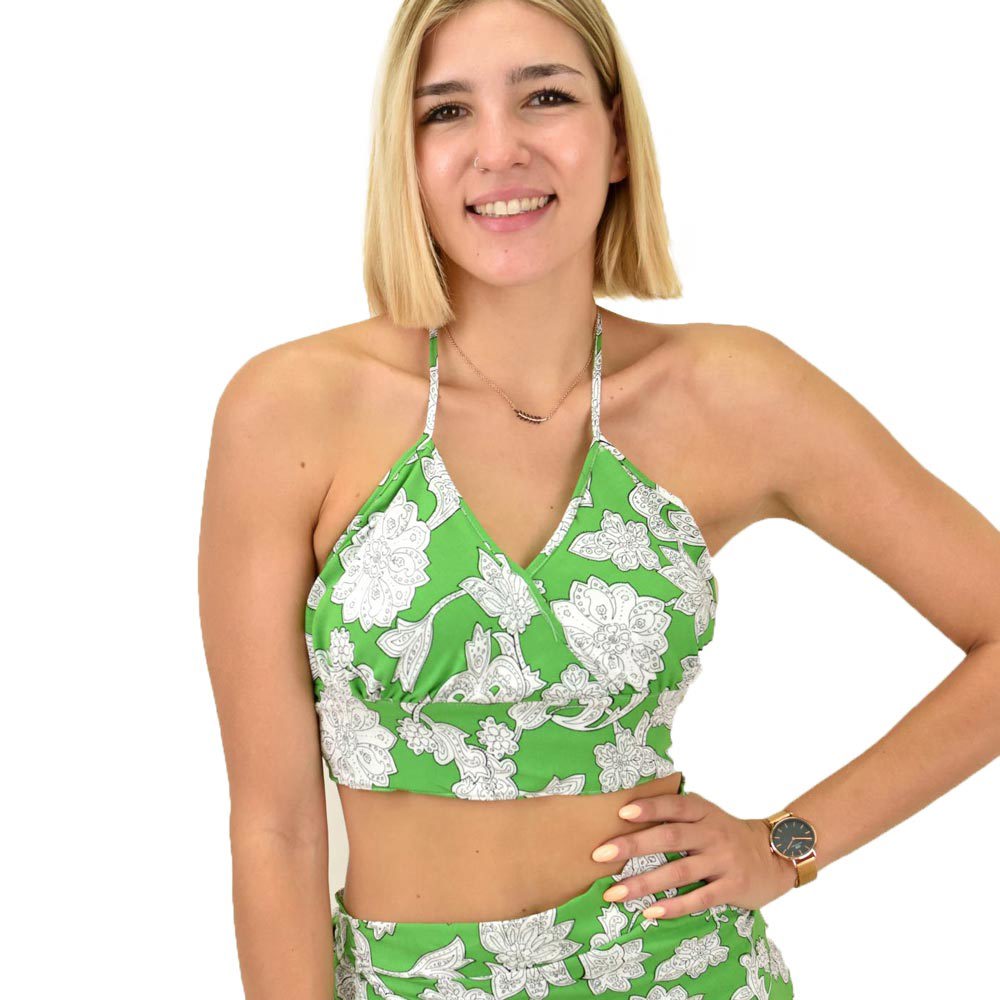 Γυναικείο crop top κρουαζέ Πράσινο 16807